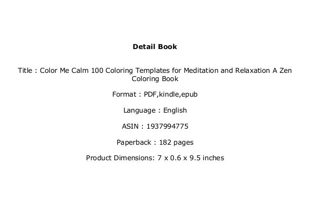 Textbook Color Me Calm 100 Coloring Templates For Meditation And Re