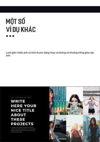 Lưới gồm nhiều ảnh có kích thước bằng nhau và không có khoảng trống giữa các
ảnh.
MỘT SỐ
VÍ DỤ KHÁC
 