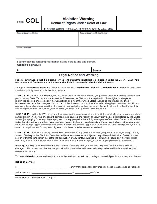 color of law violation form lease violation form