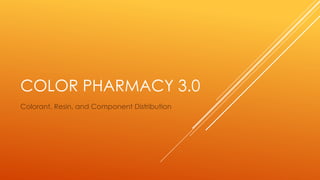 COLOR PHARMACY 3.0
Colorant, Resin, and Component Distribution
 