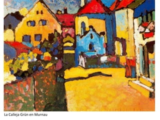 Wassily KandinskyVista de Murnau con ferrocarril y castillo1909. Óleo sobre cartón. 36 x 49 cm. 