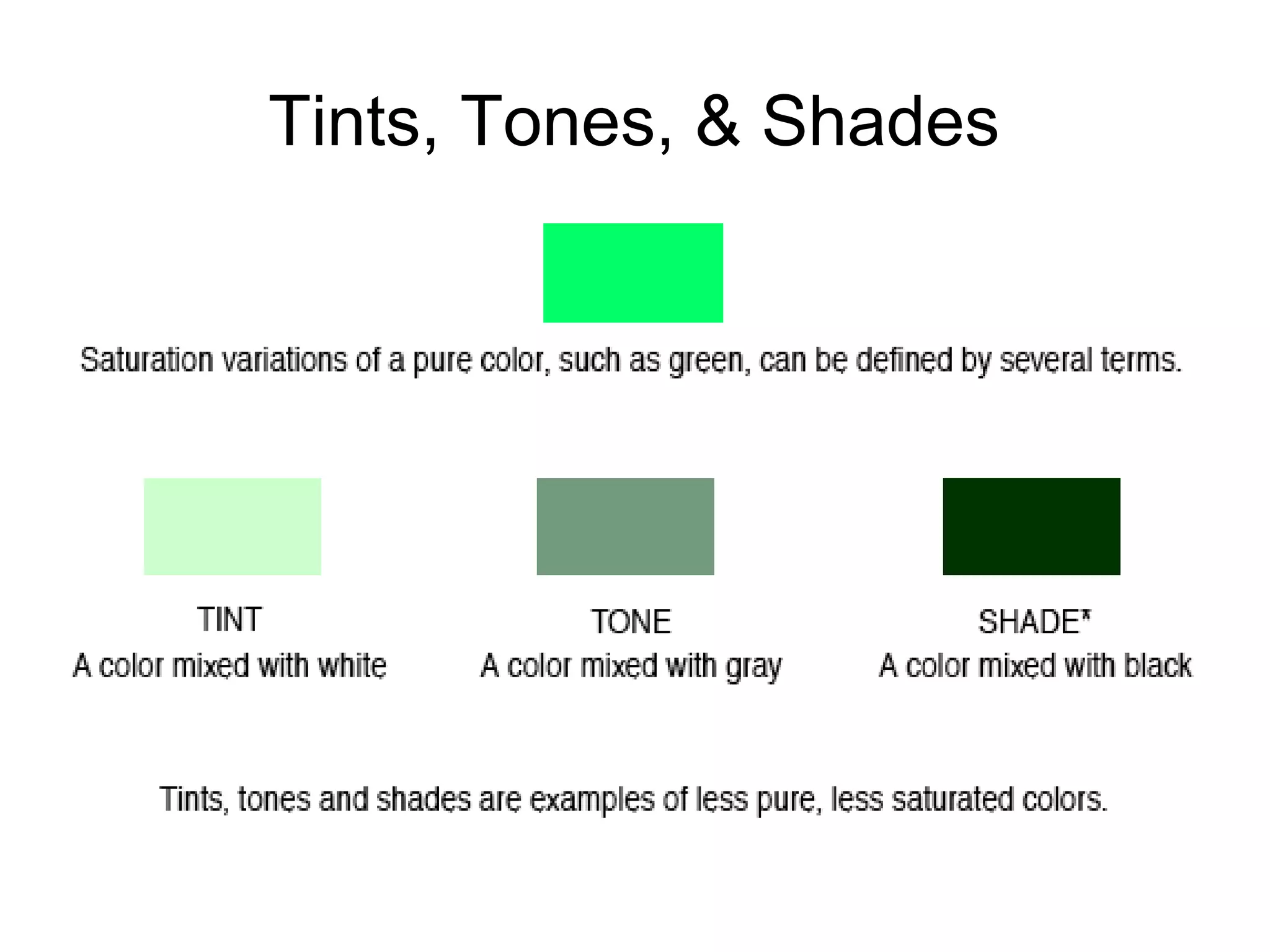 Tints, Tones, & Shades
 