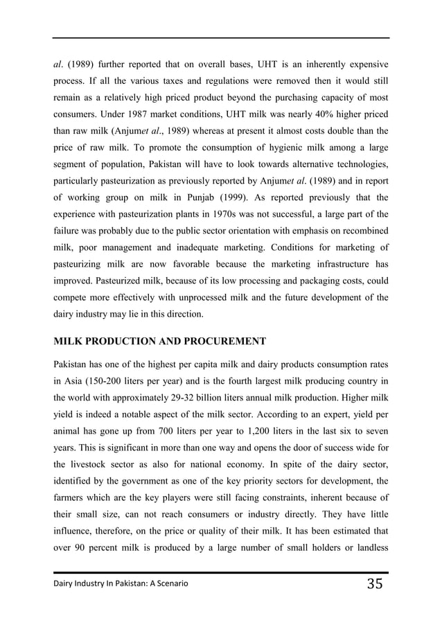 Dairy Industry In Pakistan A Scenario