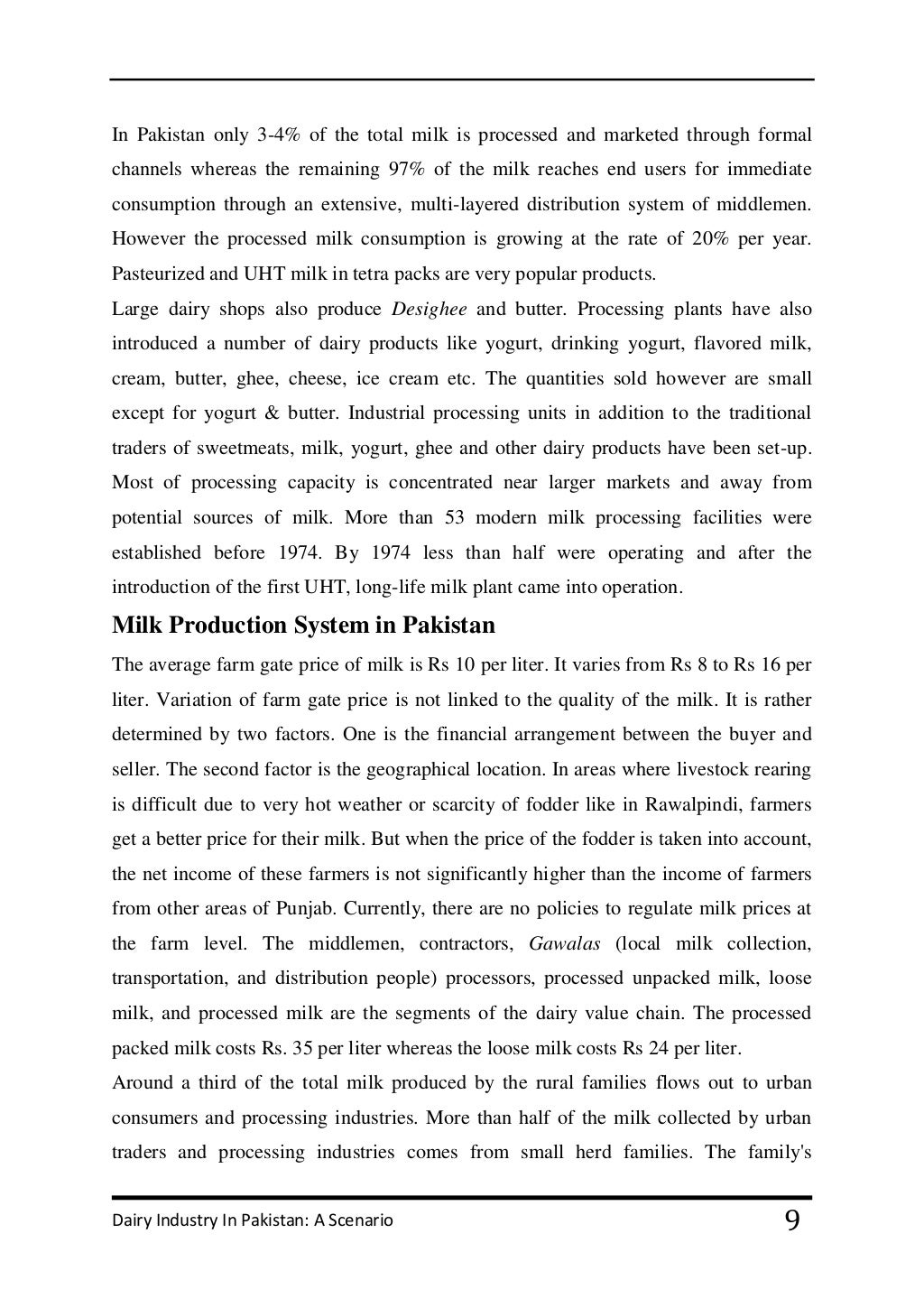Dairy Industry In Pakistan A Scenario