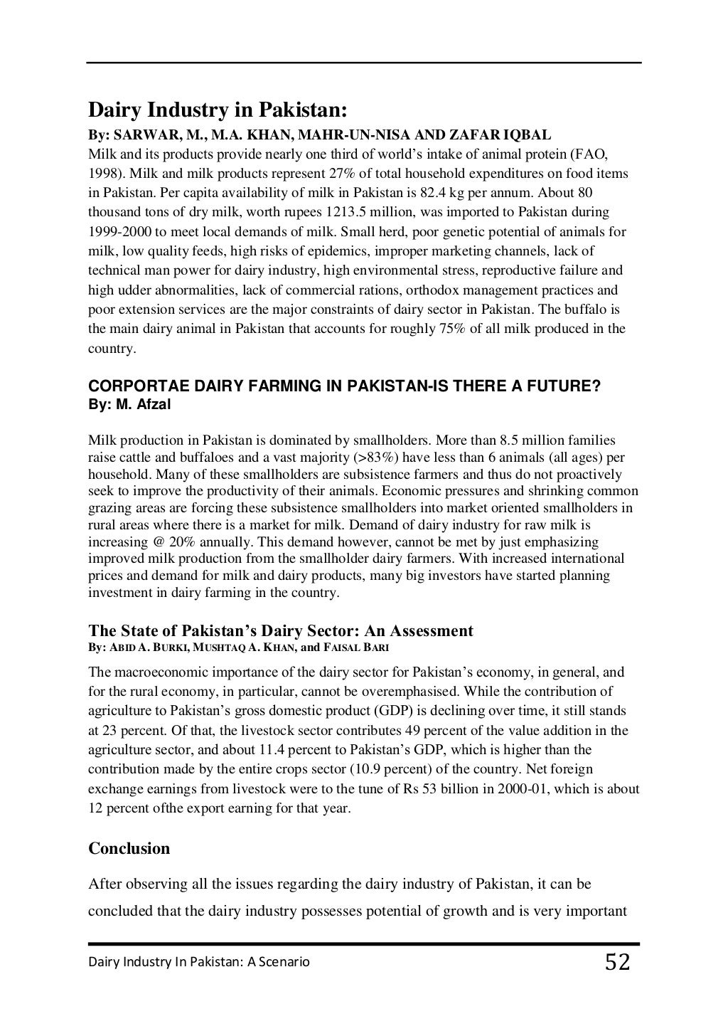 Dairy Industry In Pakistan A Scenario