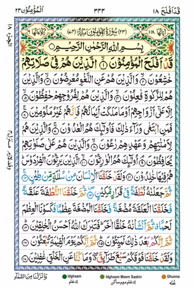 Tajwidi Qur An Juz 18 ق د أ ف ل ح Pdf القرآن جز ١٨