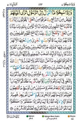Tajwīdī Qur'ān | Juz 7 | وَإِذَا سَمِعُوا | PDF (القرآن جز ٧) 