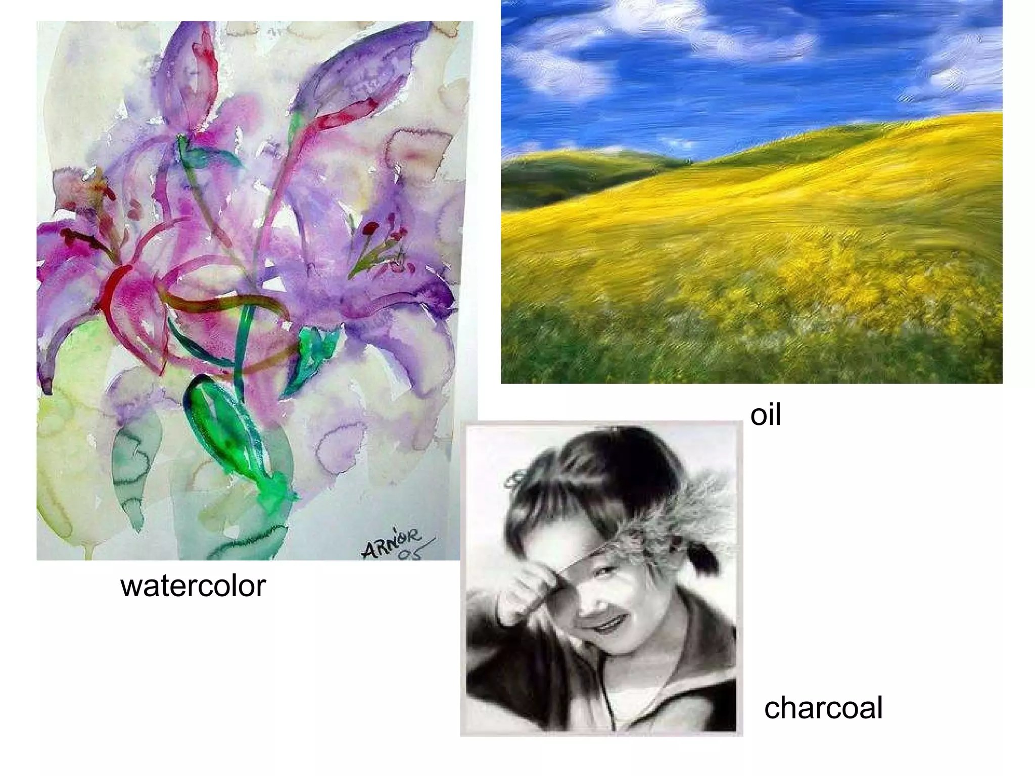 watercolor oil charcoal