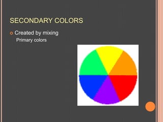 SECONDARY COLORSCreated by mixingPrimary colors