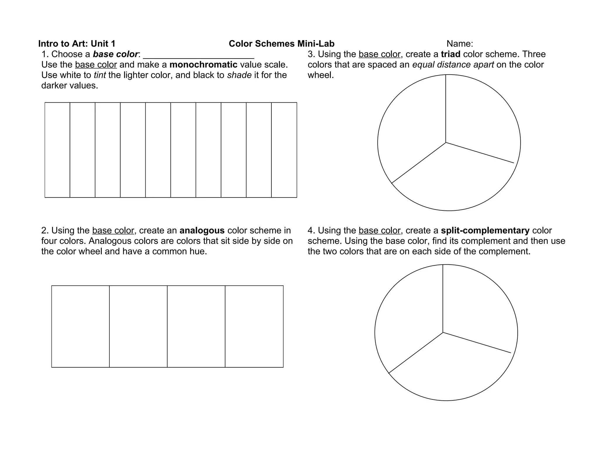 Color scheme worksheet | DOC