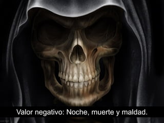 Valor negativo: Noche, muerte y maldad.
 