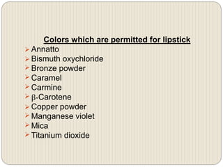 Colors used in cosmetics | PPTX