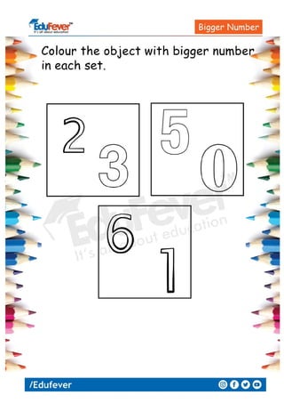 colour the object with bigger number lkg worksheet