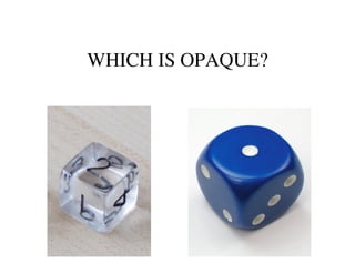WHICH IS OPAQUE?
               	

 