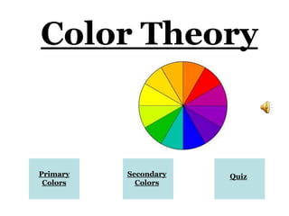 Color Theory



Primary   Secondary   Quiz
 Colors     Colors
 