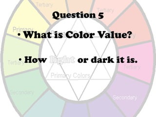 GreenQuestion 3Mixing colorsRed + Yellow=OrangeYellow + Blue=GreenRed + Blue=Purple