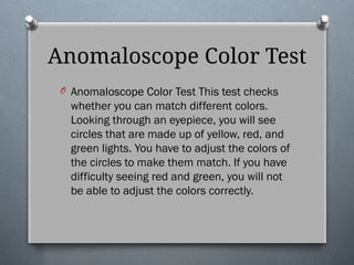 Comprehensive Guide to Color Vision Assessment and Management | PPTX