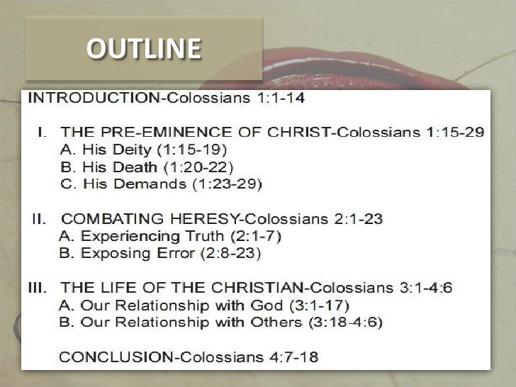 Book of Colossians Overview - Insight for Living Ministries outline of colossians