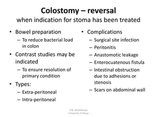 A slide on Colostomy care and management | PPTX