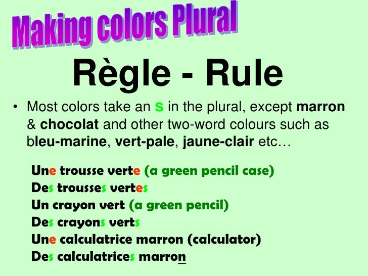 FRENCH COULEUR AGREEMENT LESSON