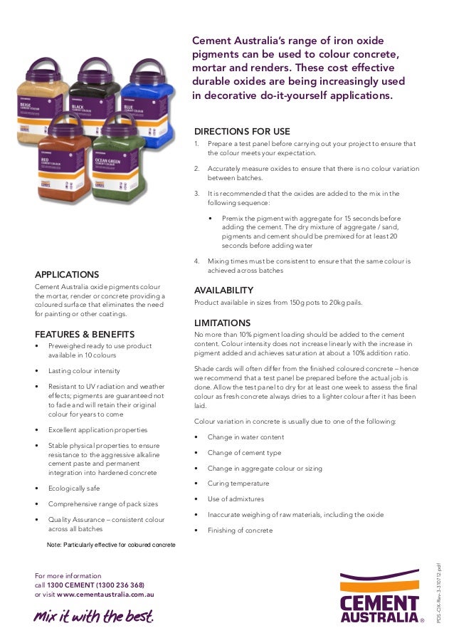 Iron Oxide Pigments for Producing Coloured Concrete PDS