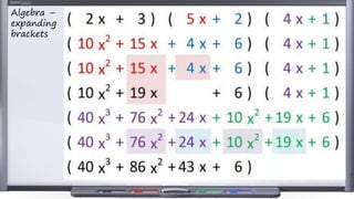Algebra –
expanding
brackets
 