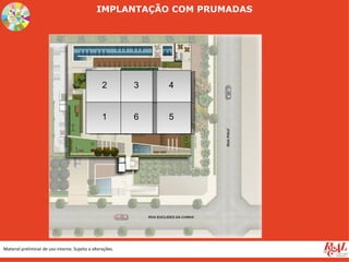 IMPLANTAÇÃO COM PRUMADAS




                                                   2        3   4


                                                   1        6   5




Material preliminar de uso interno. Sujeito a alterações.
 