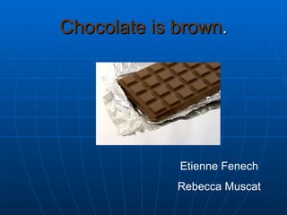 Chocolate is brown . Etienne Fenech Rebecca Muscat 