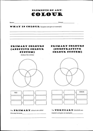 Colour worksheets