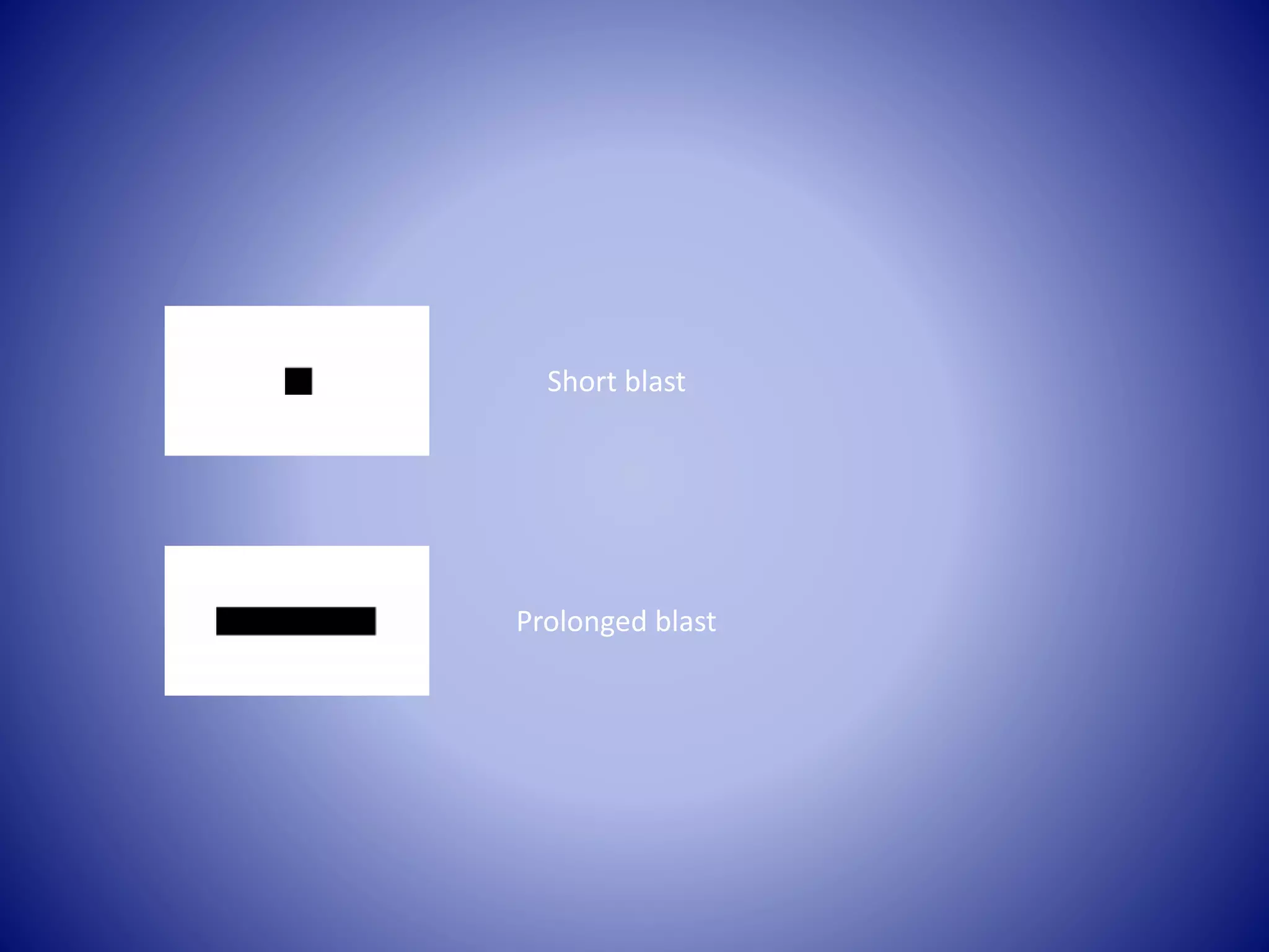 Short blast
Prolonged blast
 