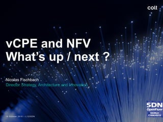 vCPE and NFV
What’s up / next ?
Nicolas Fischbach
Director Strategy, Architecture and Innovation
19 October 2015 – L123SDN 1
 