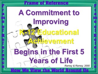 Ramey & Ramey, 2000
A Commitment to
Improving
K-12 Educational
Achievement
Begins in the First 5
Years of Life
 