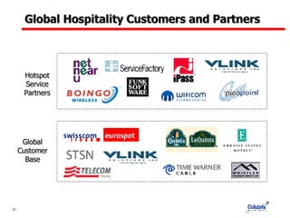Global Hospitality Customers and Partners Hotspot Service Partners Global Customer Base 