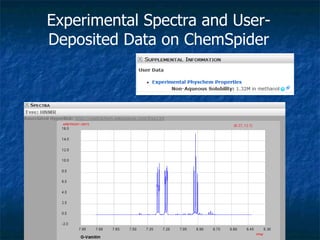 Experimental Spectra and User-Deposited Data on ChemSpider 