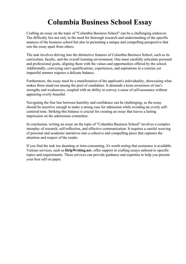 Columbia Business School Essay PDF