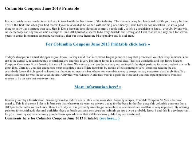 Columbia coupon codes 30% off