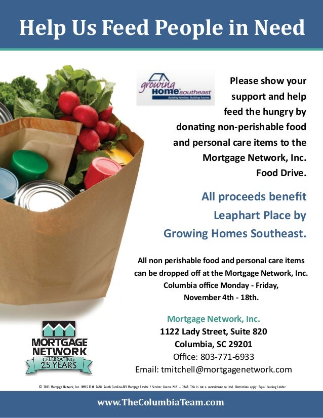 Columbia food drive flyer