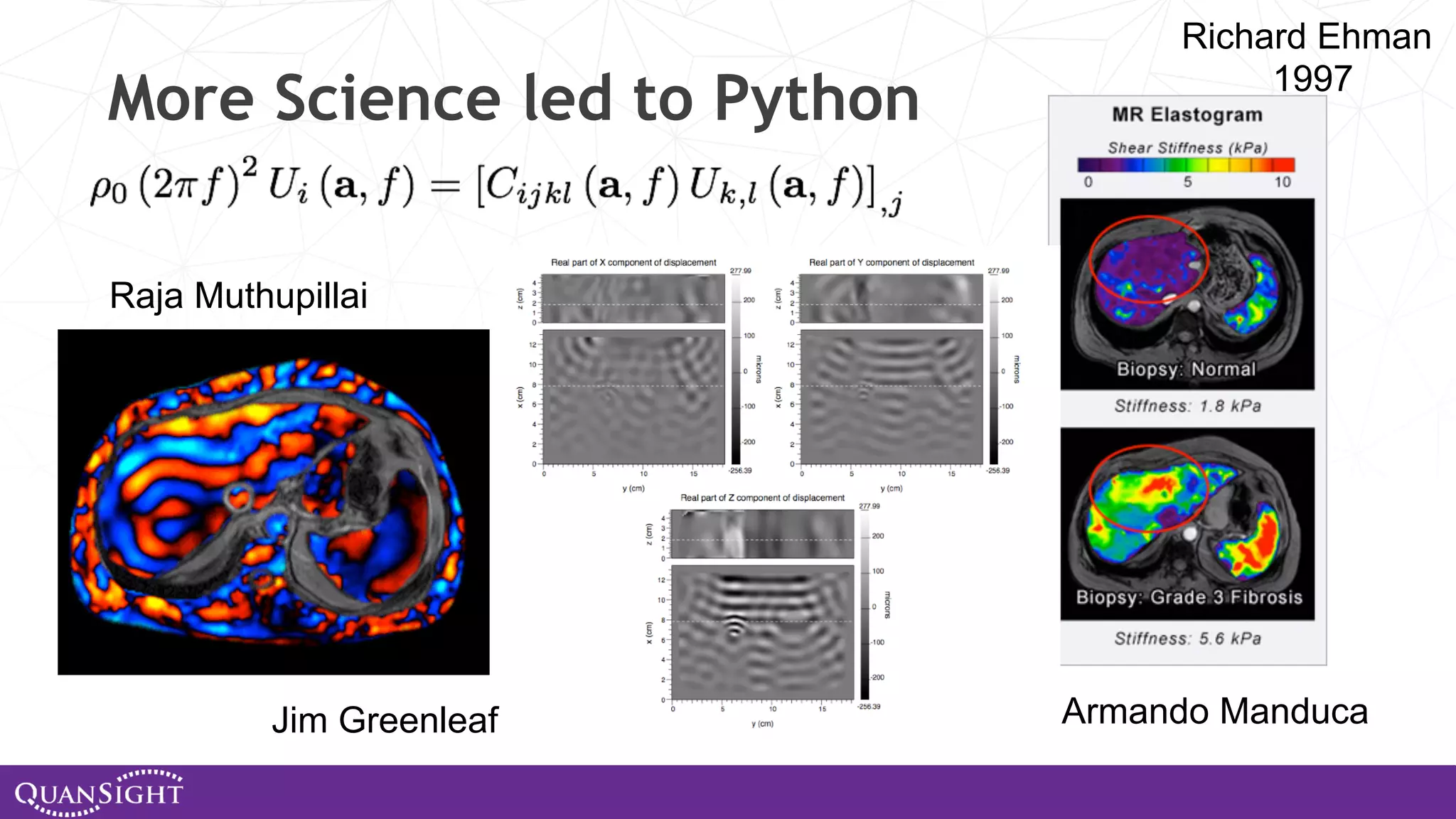 More Science led to Python Raja Muthupillai Armando Manduca Richard Ehman 1997 Jim Greenleaf 