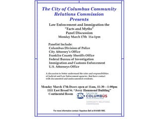 Columbus Community Relations:  leading discussion on immigration