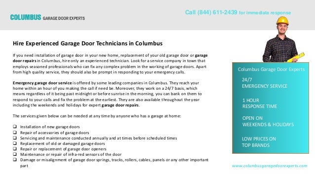 Hire Experienced Garage Door Technicians In Columbus