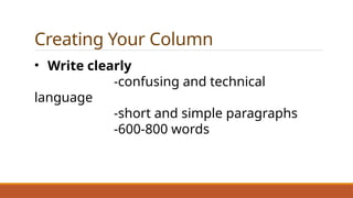 Confusing Paragraph How to write a column opinion article effectively | PPTX