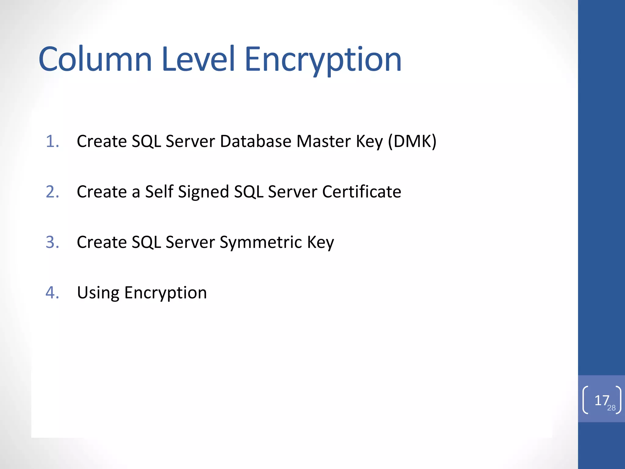 Column Level Encryption in Microsoft SQL Server | PPTX