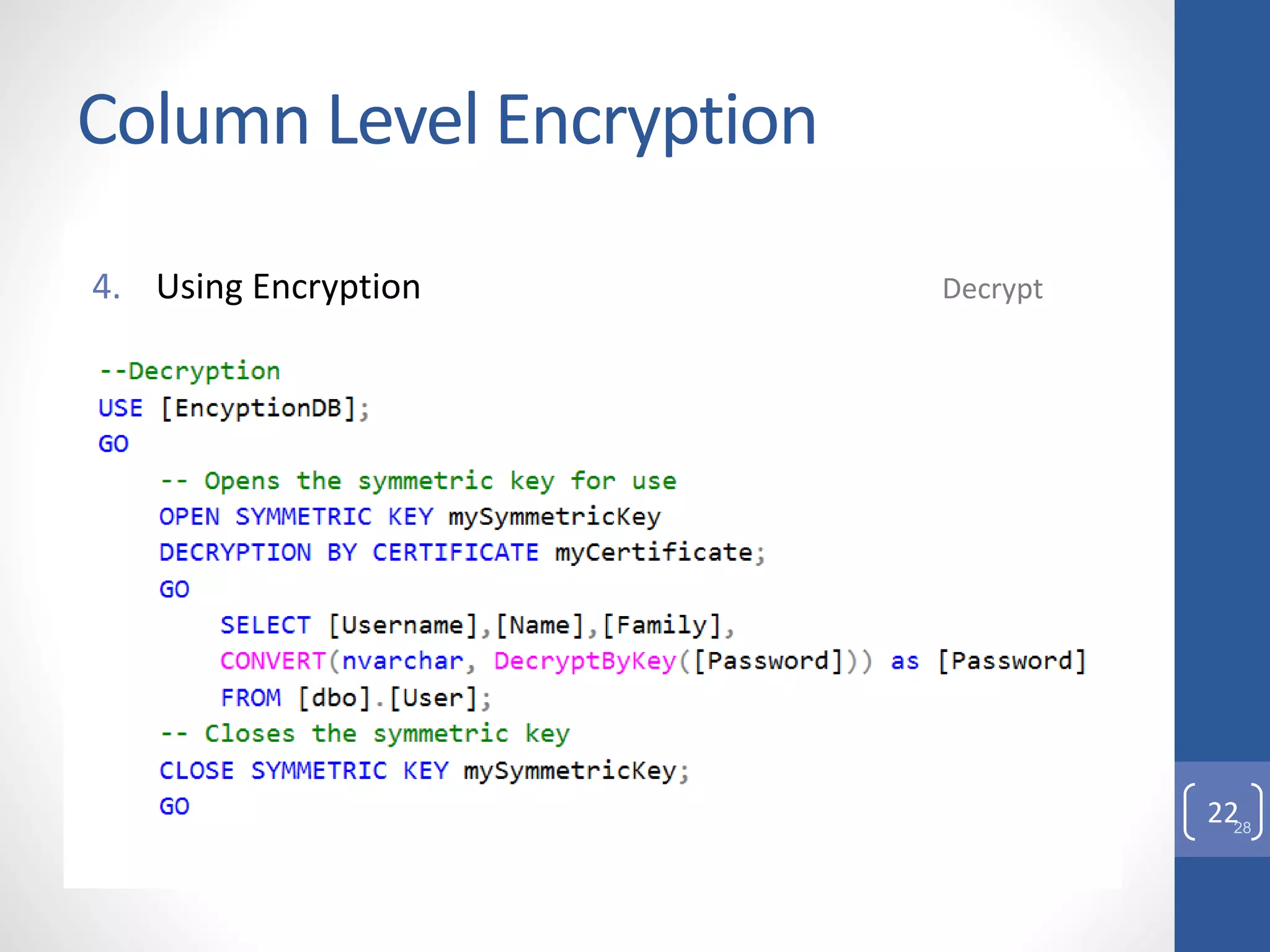 Column Level Encryption in Microsoft SQL Server | PPTX