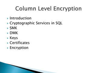 SQL Server Column Based Encryption | PPT