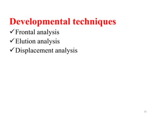Developmental techniques
Frontal analysis
Elution analysis
Displacement analysis
35
 