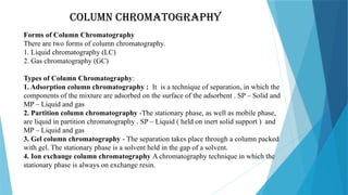 Column chromatography - Types , methodology and results | PPTX