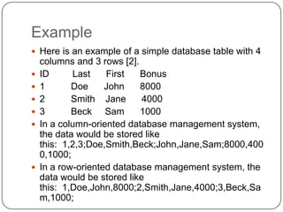 Column oriented database | PPT