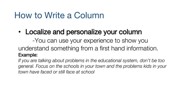 COLUMN WRITING-how to write column writing | PPTX | Hobbies & Interests