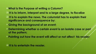 presentation on writing a column articles | PPTX