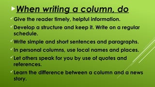 presentation on writing a column articles | PPTX